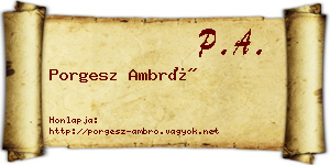Porgesz Ambró névjegykártya